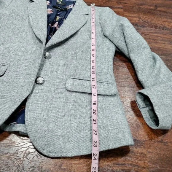 Talbots Wool Aberdeen Houndstooth Notch Lapel Single Breasted Blazer Gray US 2 - Picture 12 of 15